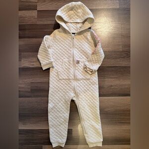Carhartt Quilted Cream & Pink Kids Footie